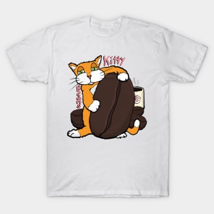 Kitty and coffee beans, a cafe cat for coffee lovers T-Shirt